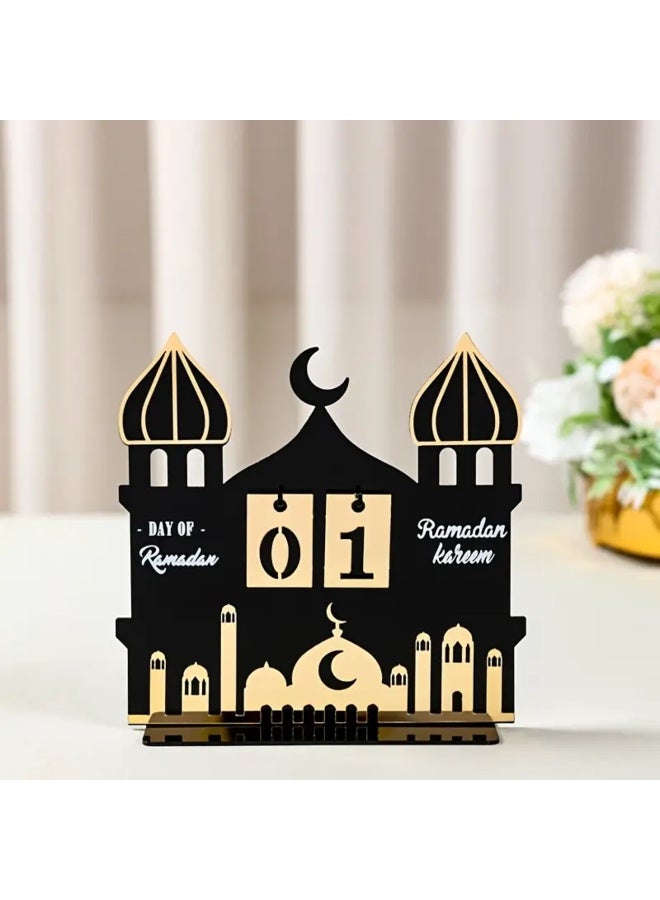 Ramadan Countdown Acrylic Table Decor – Islamic Ramadan Mubarak Desk Calendar - Image 1